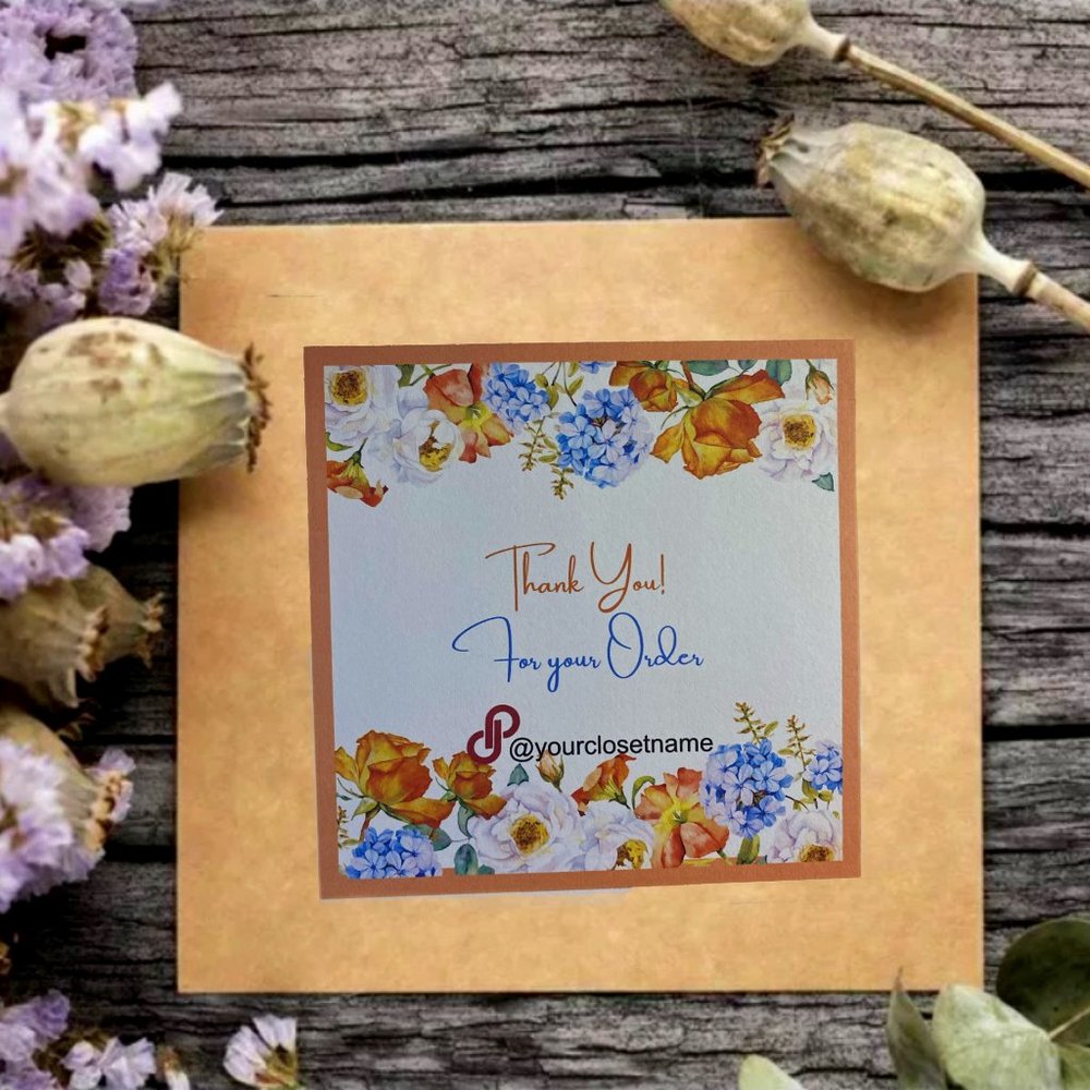 Floral Thank You For Your Order Cards  5"x5"